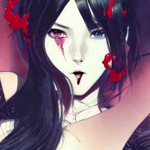 A beautiful demon woman with big and cute red eyes || | Stable ...