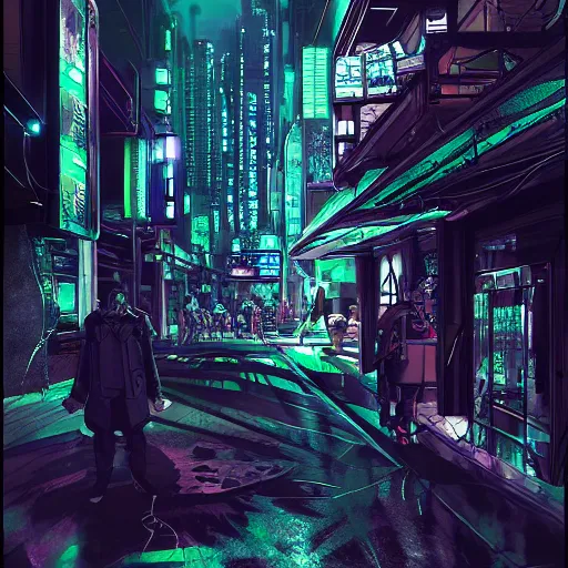 Prompt: networked minds, cyberpunk, dark room, Masamune Shirow, 3D model, concep art, trending on Artstation, highly detailed, Adam J. Middleton concept art