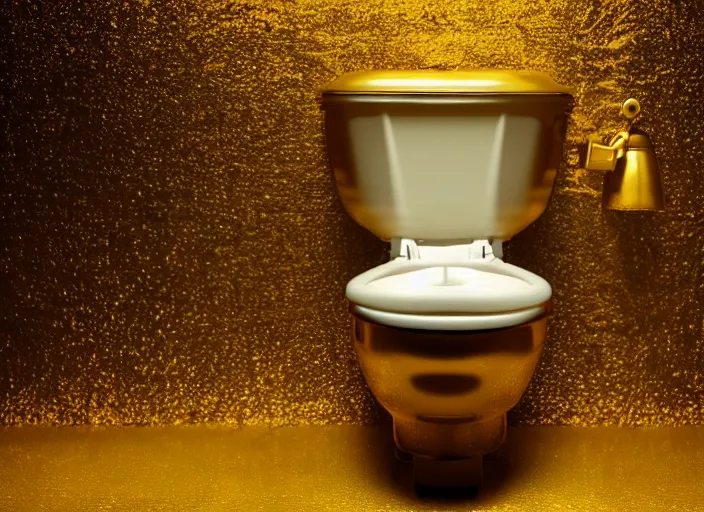 Prompt: photo of a golden toilet with dollars inside, ultra detailed, studio photography, colorful, dramatic lighting