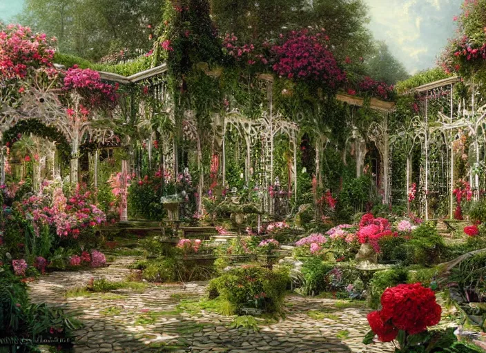 an elaborate formal garden with exotic flowers, | Stable Diffusion ...