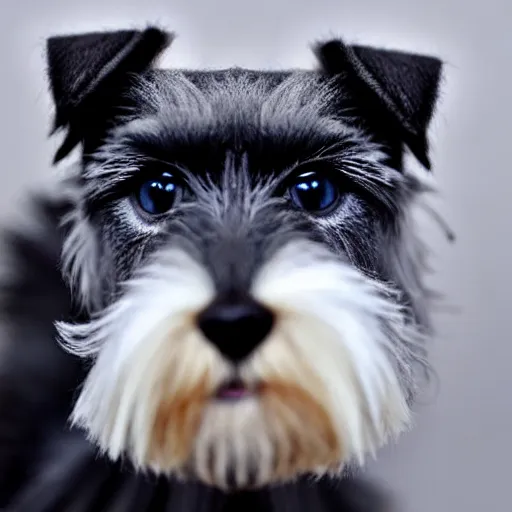 Image similar to a feline schnauzer - cat - hybrid, animal photography