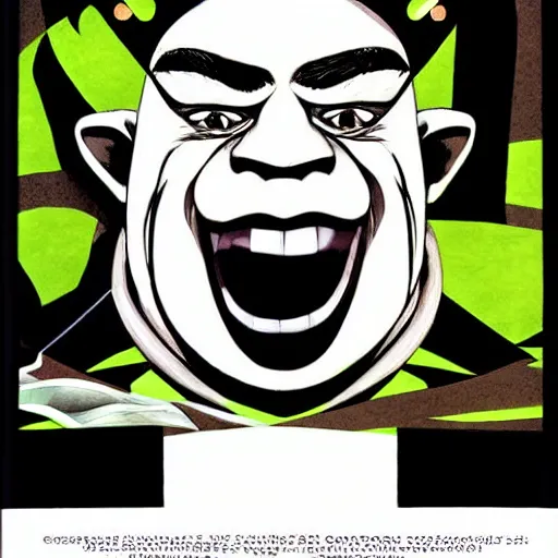 Image similar to Artwork of Shrek by Kazuma Kaneko, artbook illustration, white background