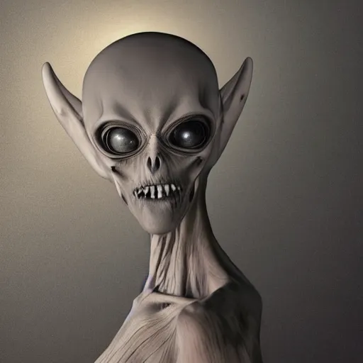 Image similar to a realistic detailed studio portrait photo of a beautiful alien ghost