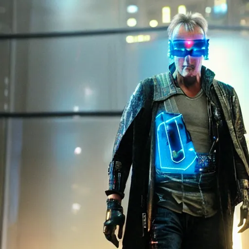 Image similar to Anthony Head as Cyberpunk Uther