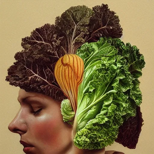 Image similar to the anatomy of a head of lettuce, an ultrafine detailed painting by james jean, hd 2 d, behance contest winner, vanitas, angular, altermodern