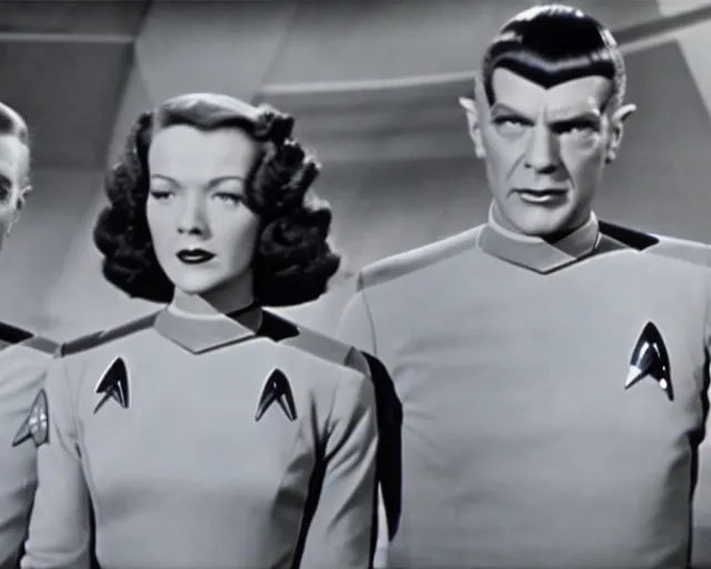 Image similar to a video still from star trek from the 1 9 3 0 s