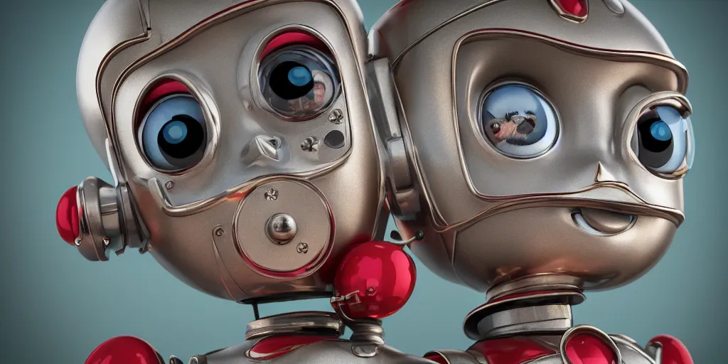 Prompt: closeup portrait of tin toy retro robot living room, depth of field, zeiss lens, detailed, centered, fashion photoshoot, by nicoletta ceccoli, mark ryden, lostfish, breathtaking, 8 k resolution, extremely detailed, beautiful, establishing shot, artistic, hyperrealistic, octane render, - h 8 0 4