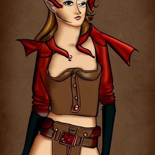 Prompt: tall elf in leather clothing, digital art