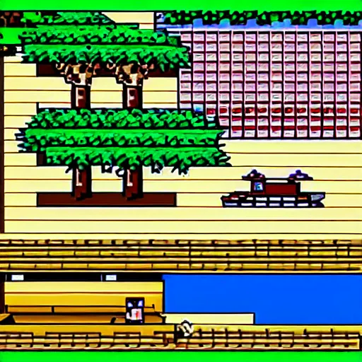 Prompt: screenshot of an 8 - bit nes game about fishing