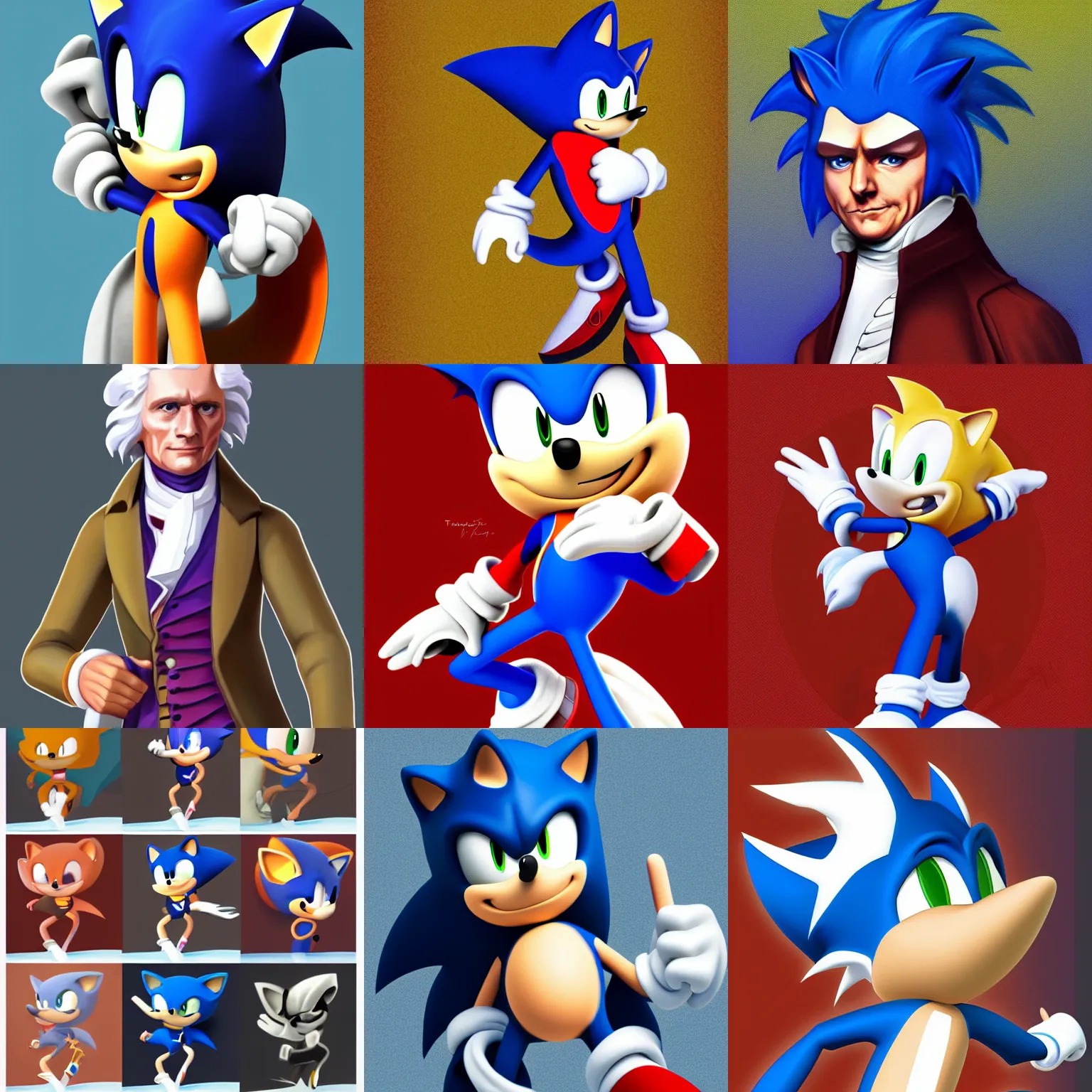 Prompt: Thomas Jefferson as a character from Sonic the Hedgehog, Trending on Artstation Art by Yuji Uekawa