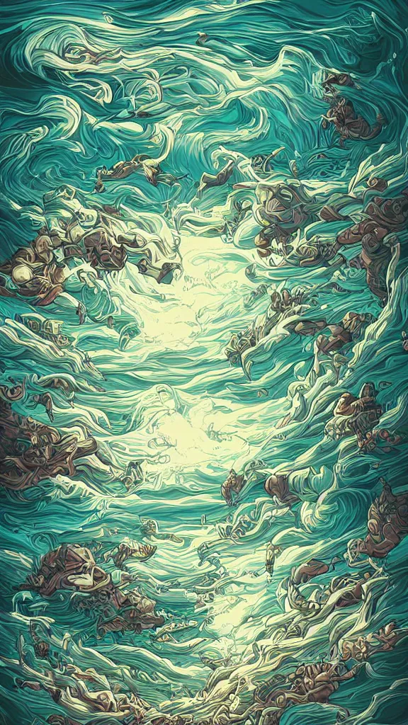 Image similar to artgerm artstation award winning photorealistic detailed hypervivid intense fantasy concept art, hypervivid intense mcbess, the sea by dan mumford