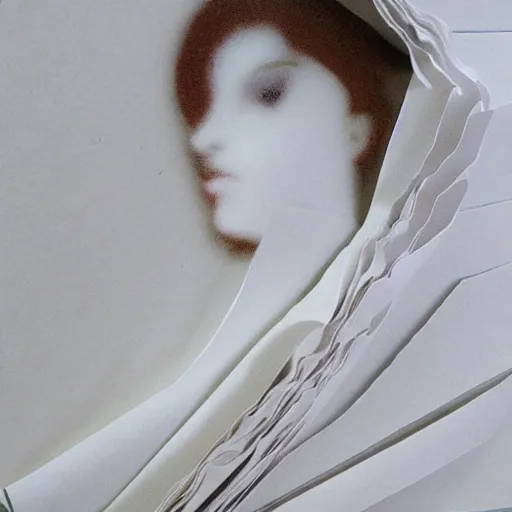 Image similar to a sensual girl made of folded paper,