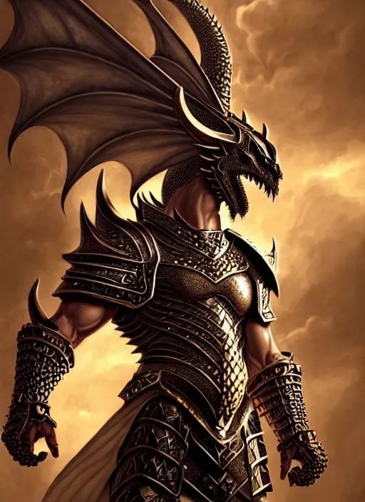 Image similar to intricate ornate armor!! muscular and tall dungeons and dragons male dragonborn race!!!! draconian!! character concept art, sharp focus, octane render! unreal engine 5! highly rendered!! trending on artstation!! detailed linework!! illustration by artgerm, wlop, and chie yoshii