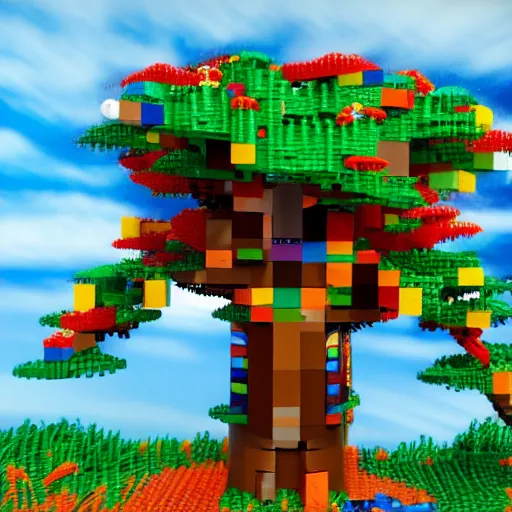 Image similar to erdtree in a lego game. impressionistic, colorful, high quality, 8 k, arstation