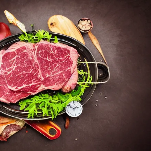 Image similar to bicycle constructed of beef, glistening meat and oily metal, pulsating, carnivorous, hungry, in food photography style, high resolution detail,