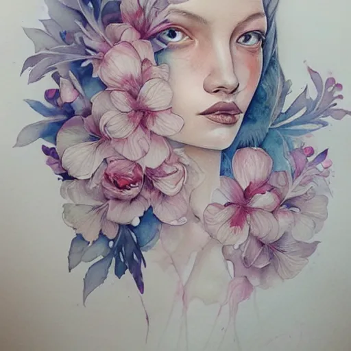 Image similar to watercolor flower by anna dittmann, by marco mazzoni