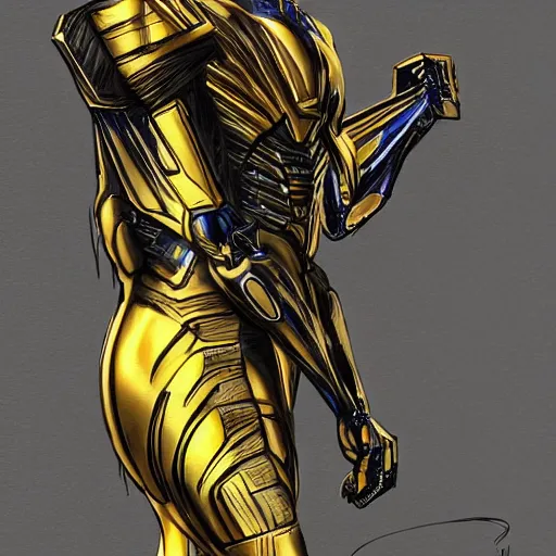 Prompt: A tall and muscular African man with a golden angel wearing nanosuit from Crysis the game in capital hill. illustration concept art in the style of Arthur Adams