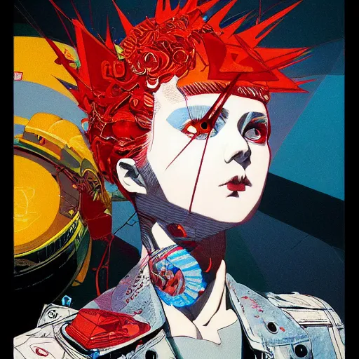 Image similar to prompt : soviet punk portrait soft light painted by james jean and katsuhiro otomo and erik jones, inspired by akira anime, smooth face feature, intricate oil painting, high detail illustration, sharp high detail, manga and anime 1 9 9 9