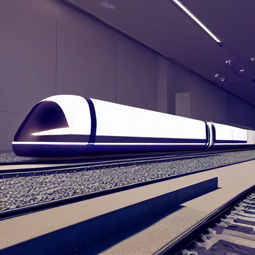 Image similar to futuristic train designed by Apple studio lighting octane render