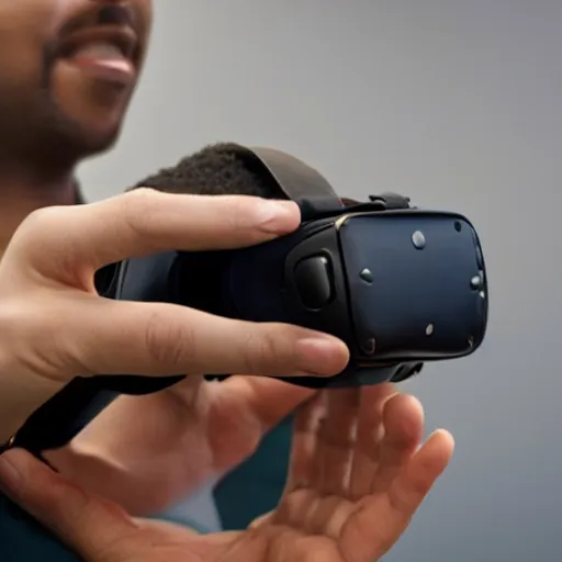 Image similar to a mini virtual reality heaset in the palm of a hand