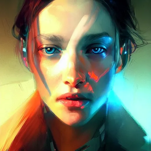 Image similar to portrait of a beautiful alyx vance, volume lighting, concept art, by greg rutkowski!!, colorful, xray melting colors!!