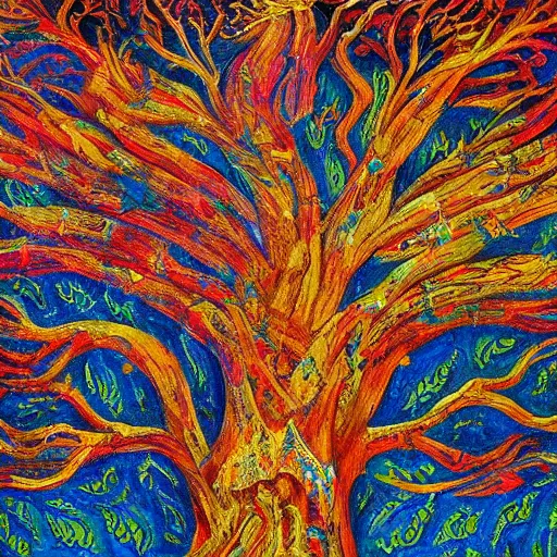 Prompt: tree of life 8 k 3 d 8 k resolution detailed painting maximalist