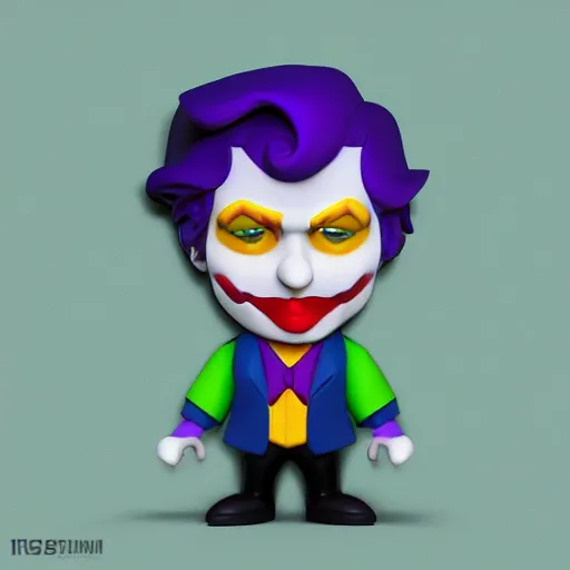 Prompt: joker made of silicone shaders, isometric, 1 0 0 mm, studio lighting, by pocoyo style