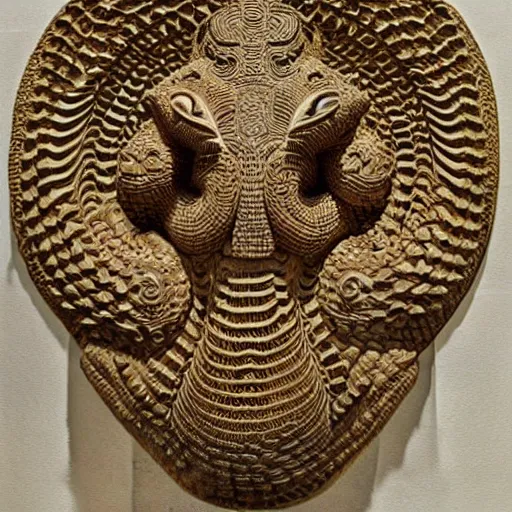 Image similar to naga serpent god, honeycomb structure, highly detailed, intricate, beautiful craftsmanship, famous artist,