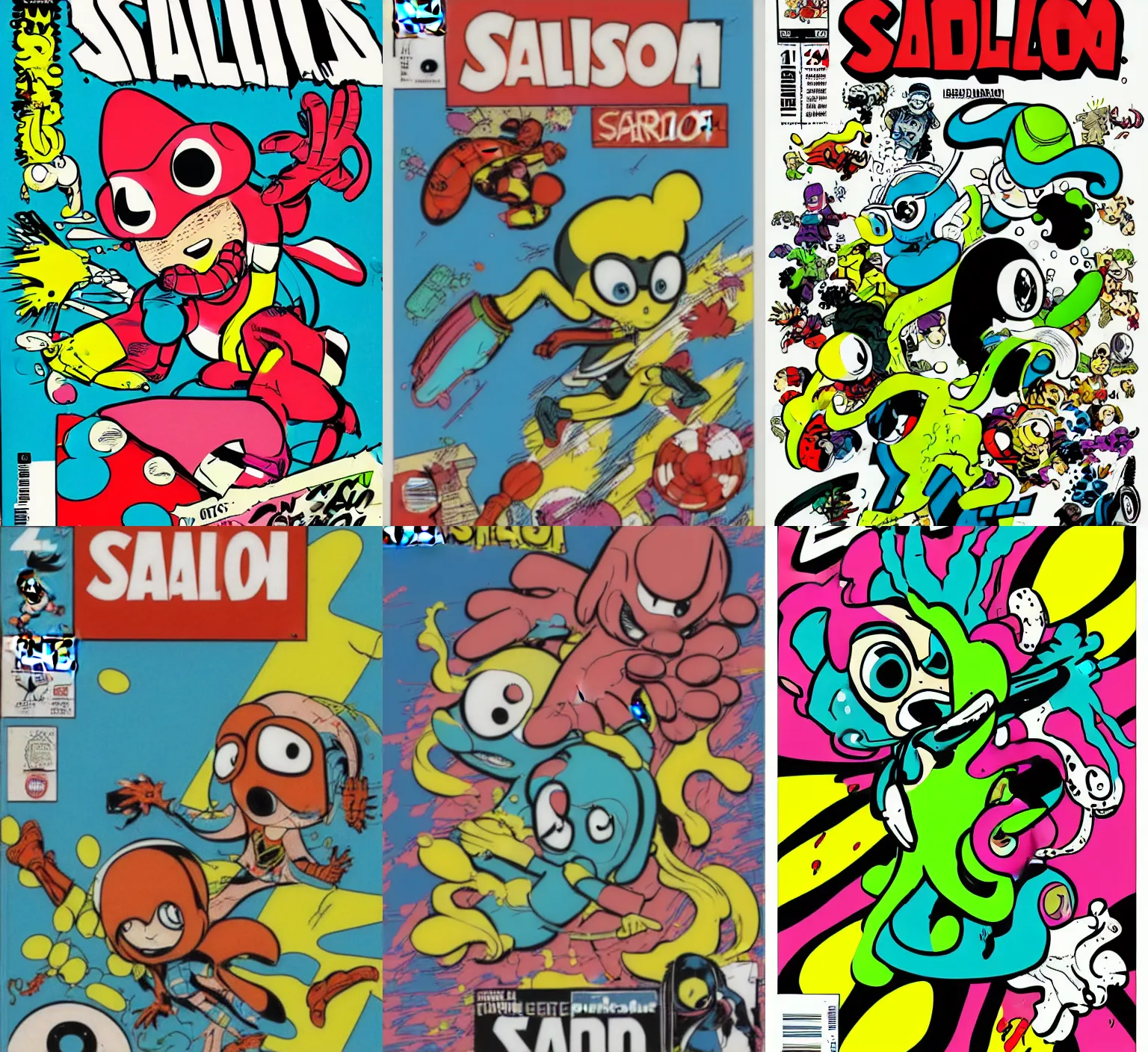 Prompt: Splatoon by Marvel Comics, minimalism, comic book cover (1992)