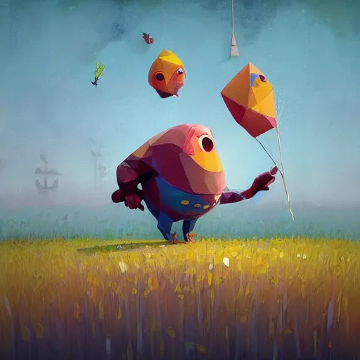 Image similar to low poly, pixar, a beautiful painting of a naturaleza alieniegena y extranas figuras, todo hecho con papel de pinata, mandala, grunge textures con explosion of color, simon stalenhag, gediminas pranckevicius