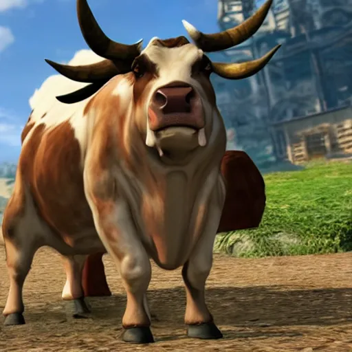 Prompt: a cow, as a character in tekken