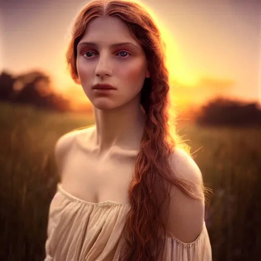 Image similar to photographic portrait of a stunningly beautiful italian renaissance female in soft dreamy light at sunset, contemporary fashion shoot, by edward robert hughes, annie leibovitz and steve mccurry, david lazar, jimmy nelsson, breathtaking, 8 k resolution, extremely detailed, beautiful, establishing shot, artistic, hyperrealistic, beautiful face, octane render