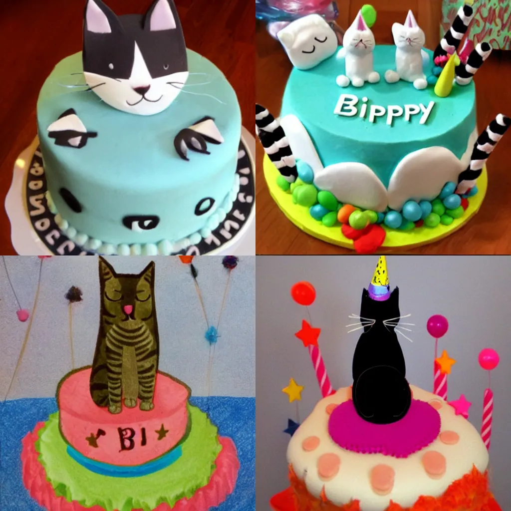 Prompt: cat birthday