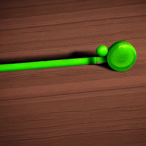 Image similar to short wooden cane with green slime on it, octane render