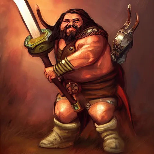 Prompt: a fantasy comic book style portrait painting of a dwarf berserker swinging axes, unreal 5, daz, hyperreal