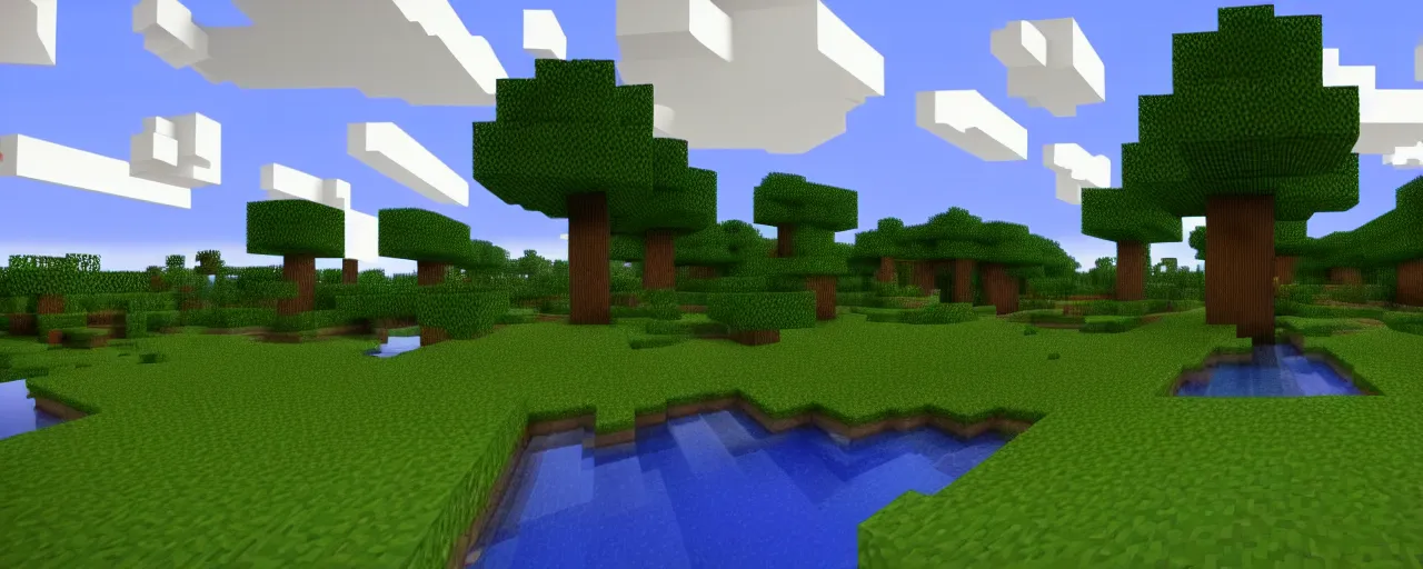 Image similar to minecraft with shaders, 4k wallpaper, beautiful landscape, dreamy environment