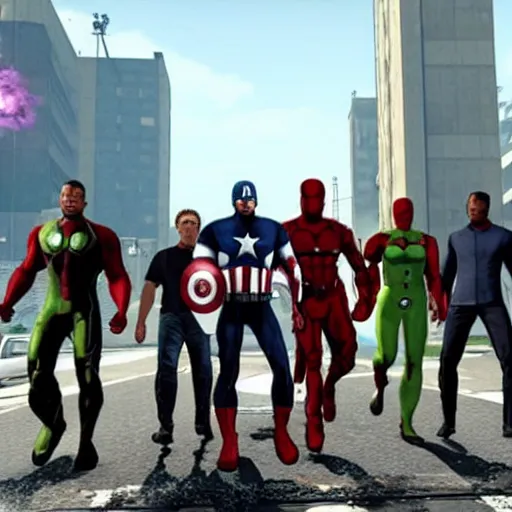 Image similar to the avengers in gta 5