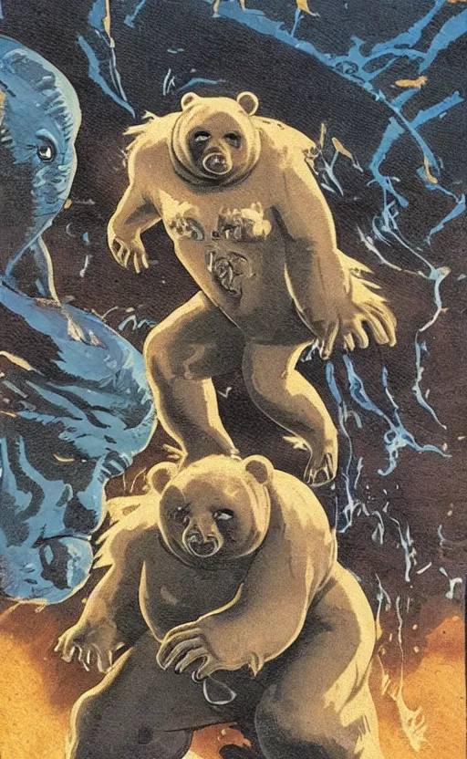 Image similar to john buscema tardigrade, water bear superhero with invulnerability and super strength, marvel comics