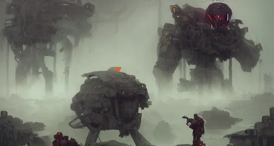 Image similar to magitech singularity tiger megastruture out of the mist concept art by simon stalenhag, ilya repin, greg danton, brian sum, max bedulenko, eddie mendoza, igor krstic, james suret, pascal blanche