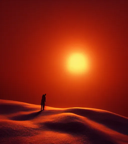Image similar to the tiny red light in the antartic fog, majestic light, octane render, beauty fog, ethereal glare of the sun, hyperrealistic, epic, masterpiece