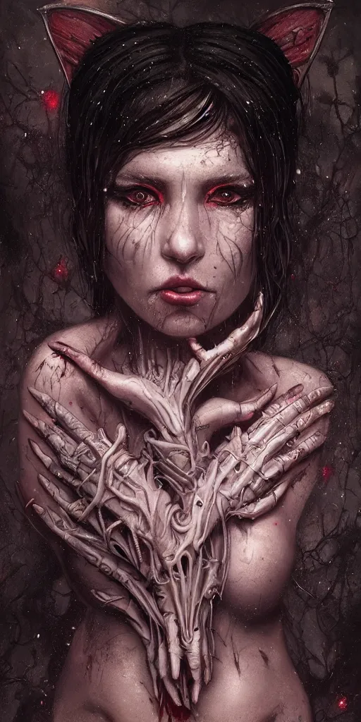 Image similar to dream portrait of a succubus in a dark ancient attic room,full character, melting ,8k,by tristan eaton,Stanley Artgermm,Tom Bagshaw,Greg Rutkowski,Carne Griffiths, Ayami Kojima, Beksinski, Giger,trending on DeviantArt,face enhance,hyper detailed,minimalist,cybernetic, android, blade runner,full of colour