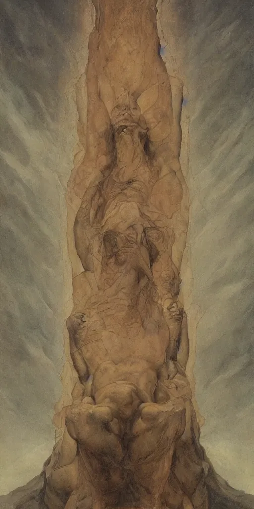 Prompt: a monolith ,by roberto ferri, by austin osman spare, by wayne barlowe, detailed painting, mystical, occult