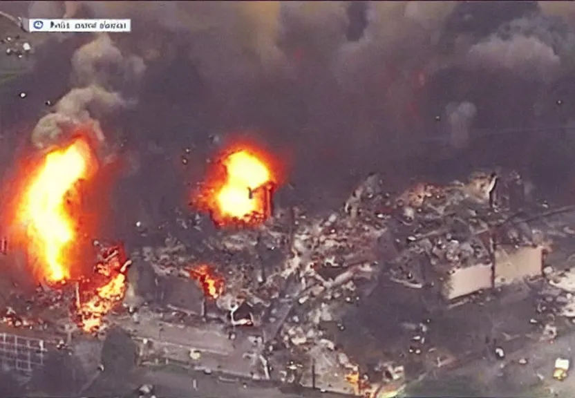 Image similar to cctv footage of a gas explosion