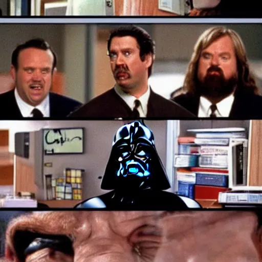 Image similar to darth vader as a character in Office Space (1999)