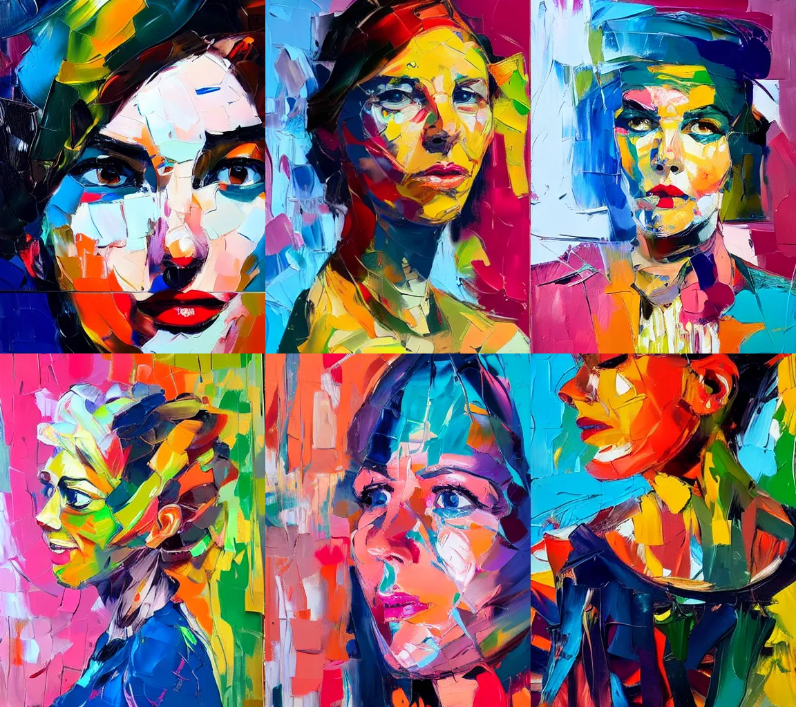 Prompt: highly detailed palette knife oil painting of a woman in the style of Francoise Nielly