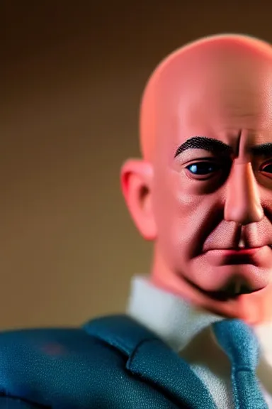 Image similar to “ very very intricate photorealistic photo of a jeff bezos funko pop, photo is in focus with detailed atmospheric lighting, award - winning details ”