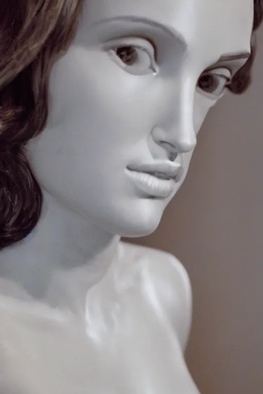 Image similar to natalie portman as a marble statue, female beauty