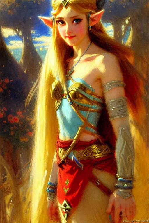 Image similar to princess zelda by gaston bussiere