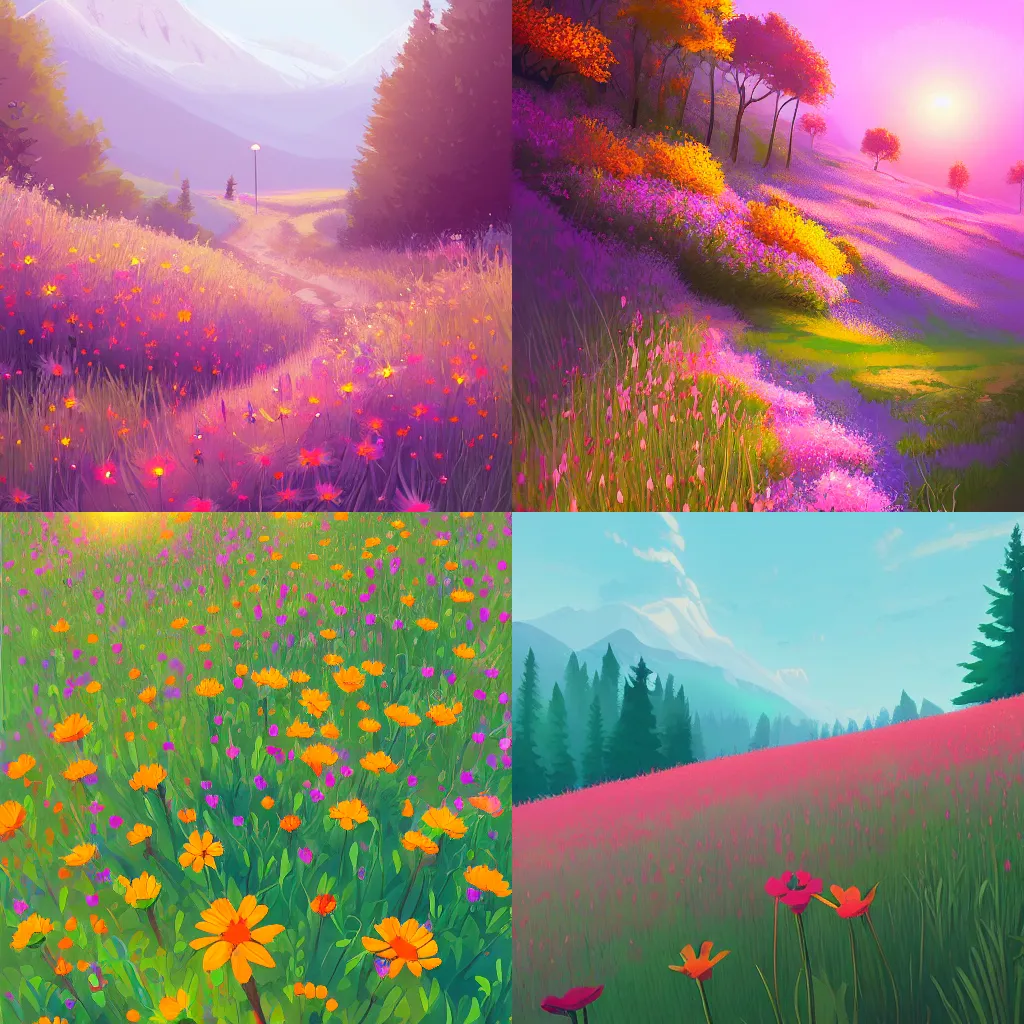 Prompt: wildflowers, sylvain sarrailh, liam brazier