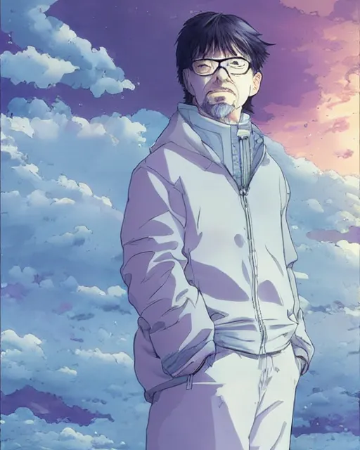 Image similar to walter white, desaturated colors, art by makoto shinkai and alan bean, yukito kishiro